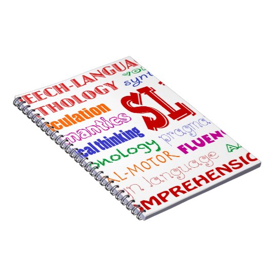 Sprache-Sprachpathologe-bunter Spaß-Schriftart Notizblock (Rechte Seite)