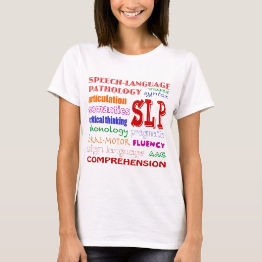 Sprache-Sprachpathologe-bunter Spaß-Schriftart T-Shirt (Vorderseite)