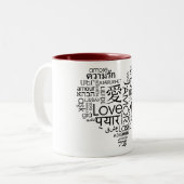 Sprachen des Liebe-Herzens Zweifarbige Tasse (Vorderseite Links)