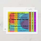 Sprachen zum Geburtstag Postkarte (Vorne/Hinten)