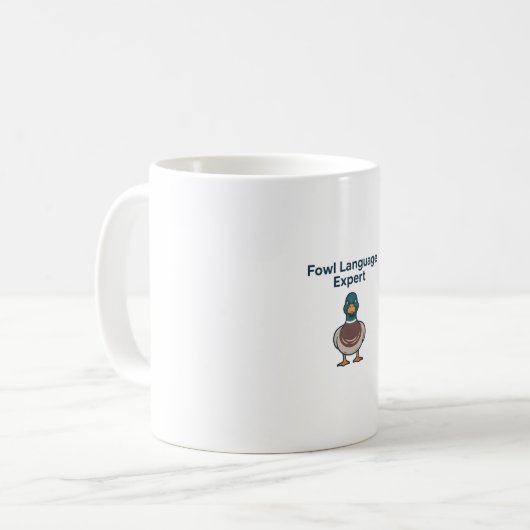 Sprachexperte von Fowl - Funny Angry Duck Design Kaffeetasse (Vorderseite Links)