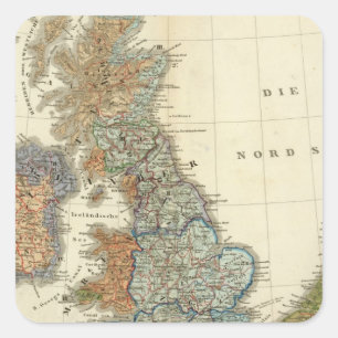 Sprachkarte der Britischen Inseln Quadratischer Aufkleber