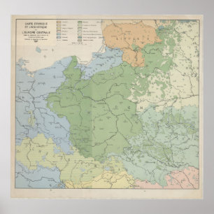 Sprachkarte Mittel- und Osteuropas von 1937, Poster