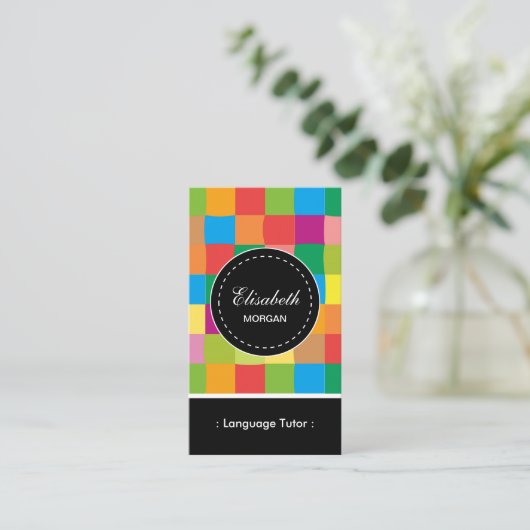 Sprachlehrer - farbenfrohe Muster Visitenkarte (Stehend Vorderseite)