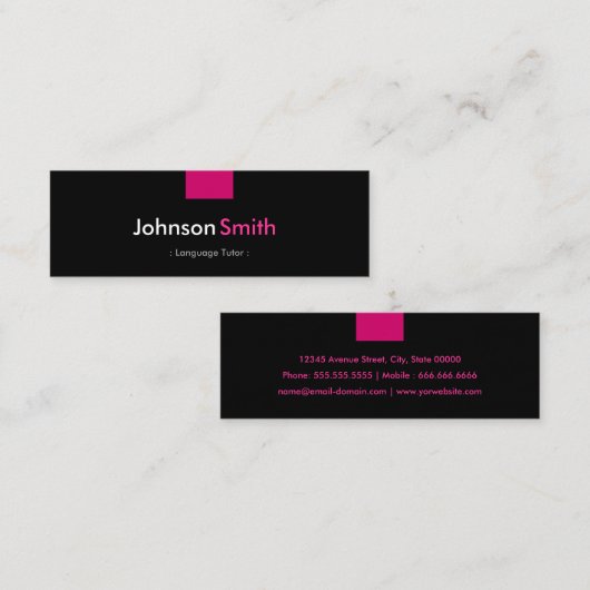 Sprachlehrer - Rosen Pink Compact Mini Visitenkarte (Vorne/Hinten)