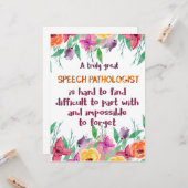 Sprachpathologe gibt Sprachtherapeutin Karte (Vorderseite/Rückseite Beispiel)