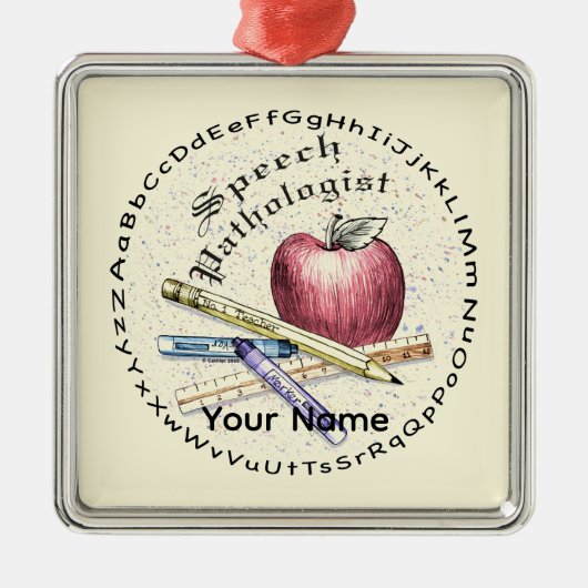 Sprachpathologe Premium Square Ornament Aus Metall (Vorne)