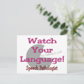 Sprachpathologe "Watch Your Language" Postkarte (Stehend Vorderseite)