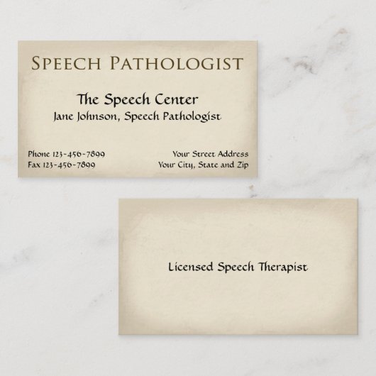 Sprachpathologin Therapist Business Card Visitenkarte (Vorne/Hinten)
