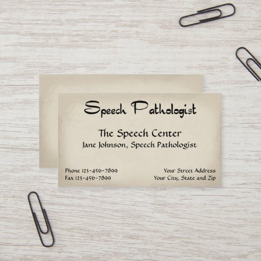 Sprachpathologin Therapist Business Card Visitenkarte (Vorderseite/Rückseite Beispiel)