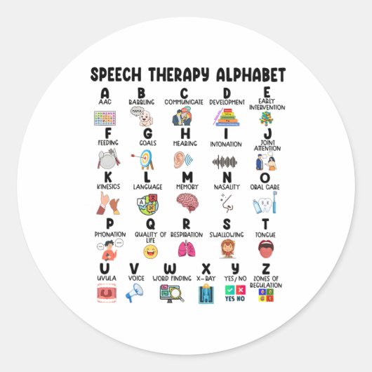 Sprachtherapie Alphabet Sprache Pat Runder Aufkleber (Vorderseite)
