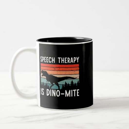 Sprachtherapie ist DinoMite Sprache Patholo Zweifarbige Tasse (Links)