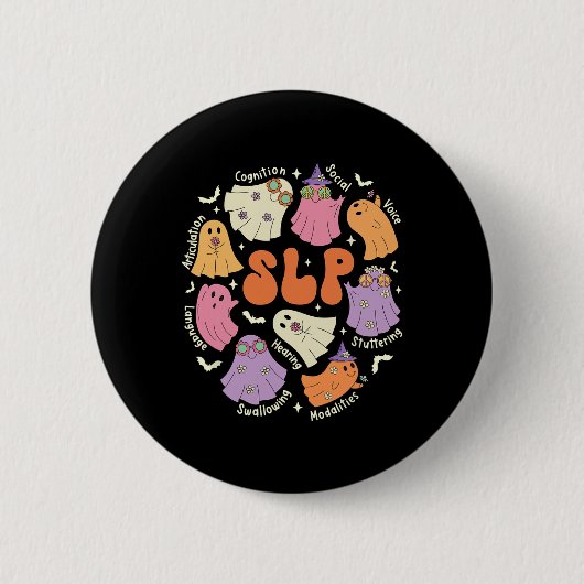 Sprachtherapie spricht Sprachpathologe Hallowe Button (Vorderseite)