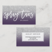 Spray bräunt den silbernen lila Glitter der Visitenkarte (Vorne/Hinten)