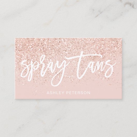 Spray bräunt Skript-Rose, Gold, dasGlitter Rosa Visitenkarte (Vorderseite)