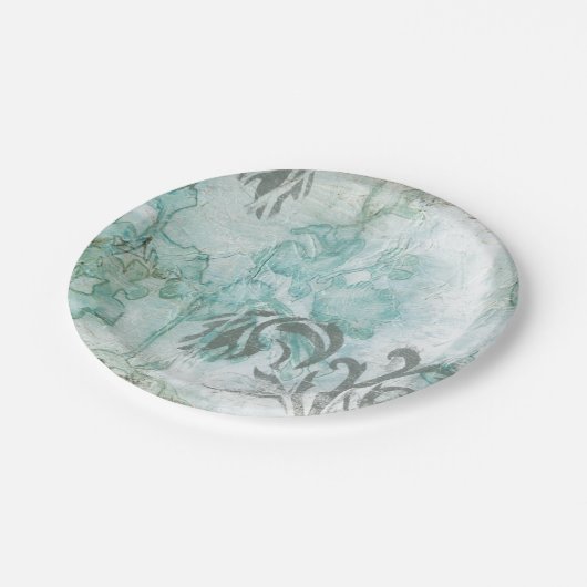 Spray mit nicht verzierter Blume III Pappteller (Schrägansicht)