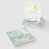 Spray mit nicht verzierter Blume III Steinuntersetzer (Seitenansicht)