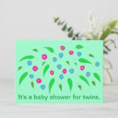 Spray of Blume Twins Baby Shower Einladungen (Stehend Vorderseite)
