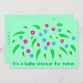 Spray of Blume Twins Baby Shower Einladungen (Vorne/Hinten)