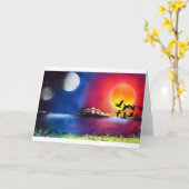 Spray Paint Art Night and Day Ocean Painting Karte (Gelbe Blume)