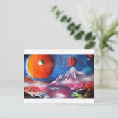 Spray Paint Art Outer Space Planets Scene Postkarte (Stehend Vorderseite)