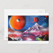 Spray Paint Art Outer Space Planets Scene Postkarte (Vorne/Hinten)