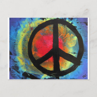 Spray Paint Art Rainbow Peace Sign Painting Postkarte