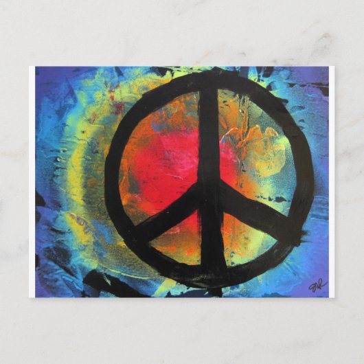 Spray Paint Art Rainbow Peace Sign Painting Postkarte (Vorderseite)