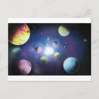 Spray Paint Art Space Galaxy Malerei Postkarte