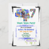 Spray-paint Basketball 7th Birthday Invitation Einladung (Vorderseite)