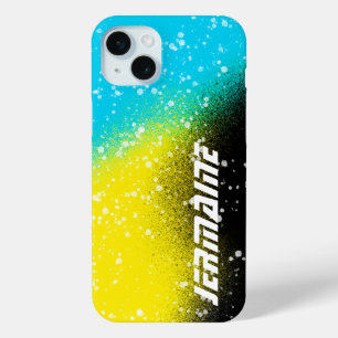 Spray Paint Black Aqua und gelber Name Case-Mate iPhone Hülle