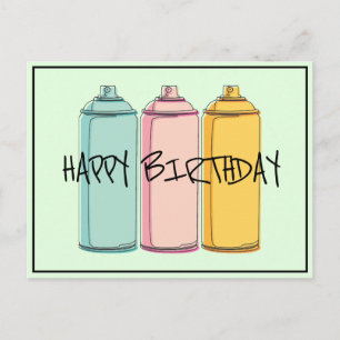 Spray Paint Cans - Happy Birthday Postkarte