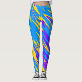 Spray Paint Yellow Blue Lila Leggings