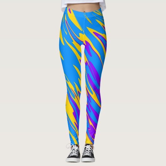 Spray Paint Yellow Blue Lila Leggings (Vorderseite)