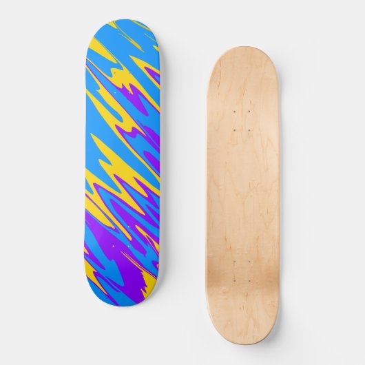 Spray Paint Yellow Blue Lila Skateboard (Vorderseite)