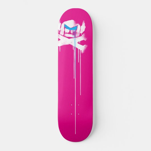 Spray-Schwede-Tropfen - magentarot/cyan-blau Skateboard (Vorderseite)