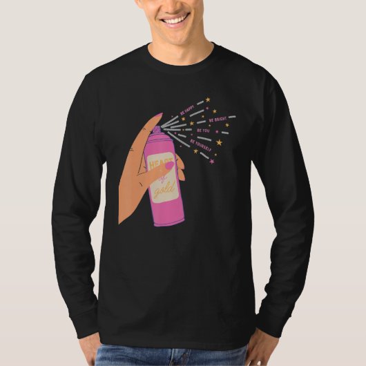 Spray Sparkle in der Hand Herz glücklich sein, hel T-Shirt (Vorderseite)