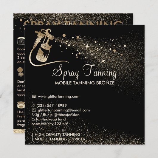 Spray Tan Aftercare Instruction Tipps Bronze Body Einladung (Vorne/Hinten)