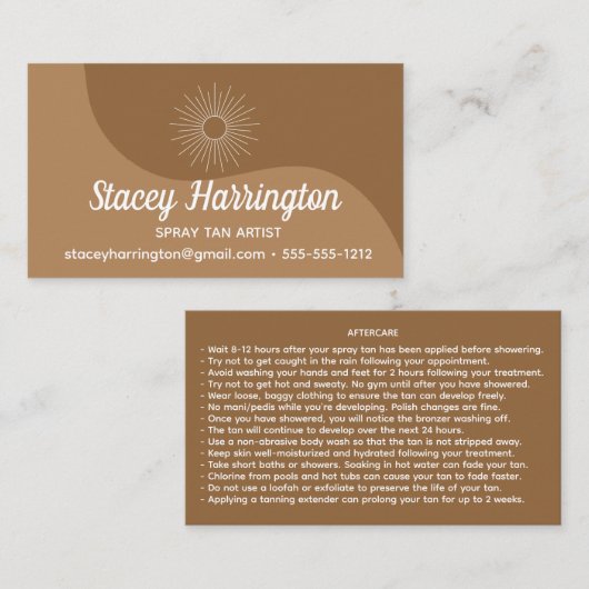 Spray Tan Artist Mobile Tanning Visitenkarte (Vorne/Hinten)