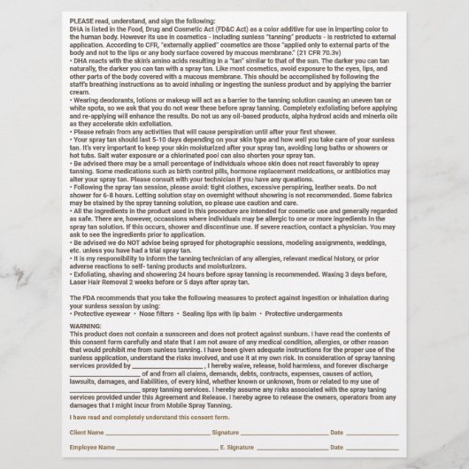 Spray Tan Business Planner Flyer (Hinten)