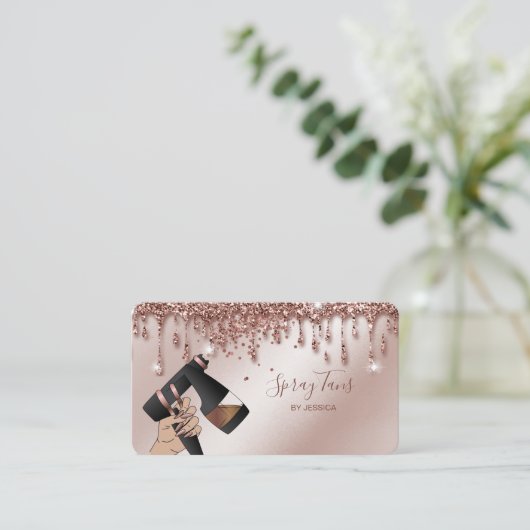 Spray Tan Gun, Rose Gold Spray Tanning Visitenkarte (Stehend Vorderseite)