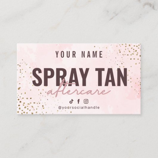 Spray Tan Instruction Aftercare Card Visitenkarte (Vorderseite)