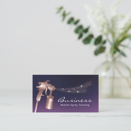 Spray Tan Lila & Rose Gold Mobile Tanning Visitenkarte (Stehend Vorderseite)