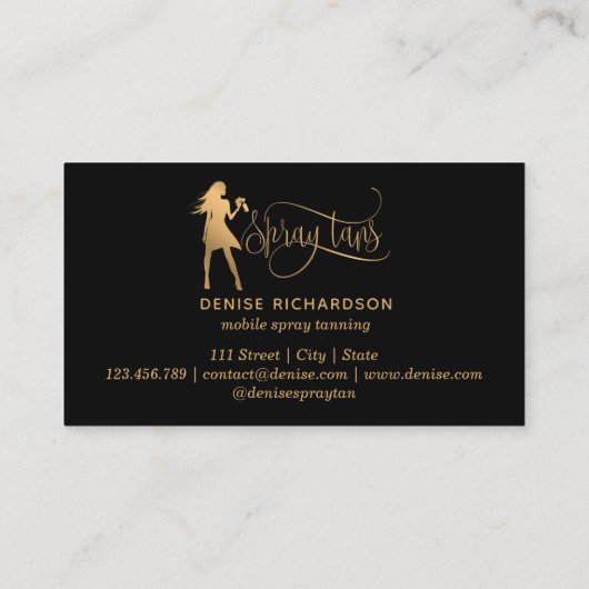 Spray Tan Mobile Spray Tan Gold Glittering Girl Visitenkarte (Rückseite)