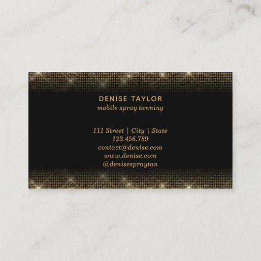 Spray Tan Mobile Spray Tan Gold Glittering Girl Visitenkarte (Rückseite)