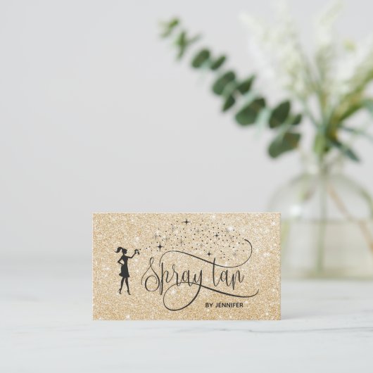 Spray Tan Mobile Spray Tanning Glittering Girl Visitenkarte (Stehend Vorderseite)