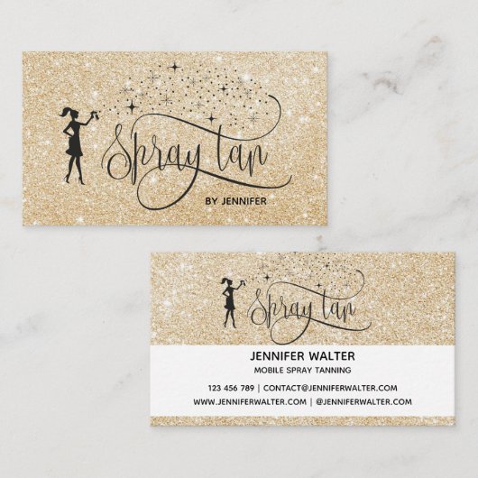 Spray Tan Mobile Spray Tanning Glittering Girl Visitenkarte (Vorne/Hinten)