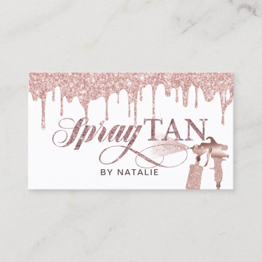 Spray Tan Moderne Rose Gold-Tropfen Bräunen Visitenkarte (Vorderseite)