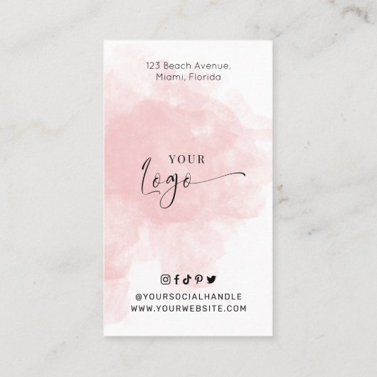 Spray Tan Prep & Aftercare Guide Blush Wasserfarbe Visitenkarte (Rückseite)