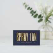 Spray Tan QR Code und Logo Navy und Gold Visitenkarte (Stehend Vorderseite)